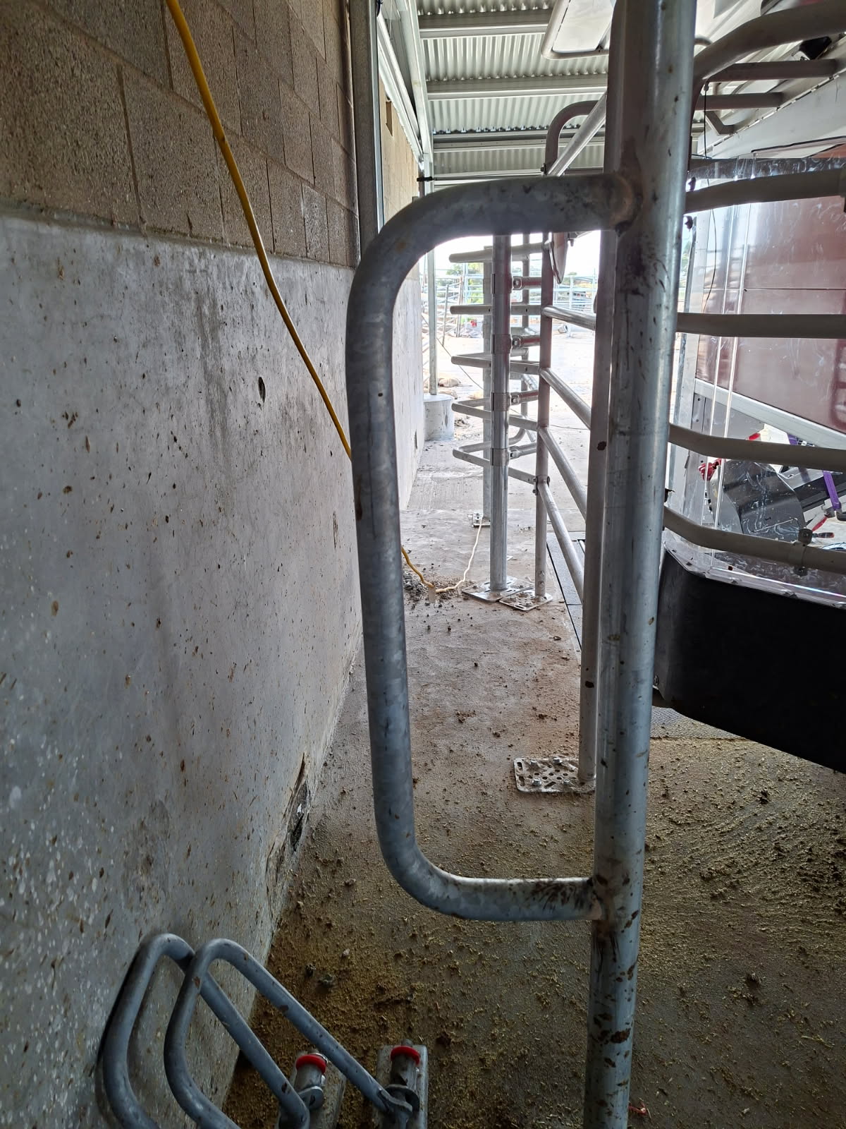 Galvanised steel footings and rail fabrication on site